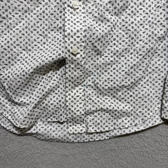 Club Monaco Slim Fit White Button-Up Shirt Small Floral Pattern Cotton S/P Men’s - Picture 5 of 7
